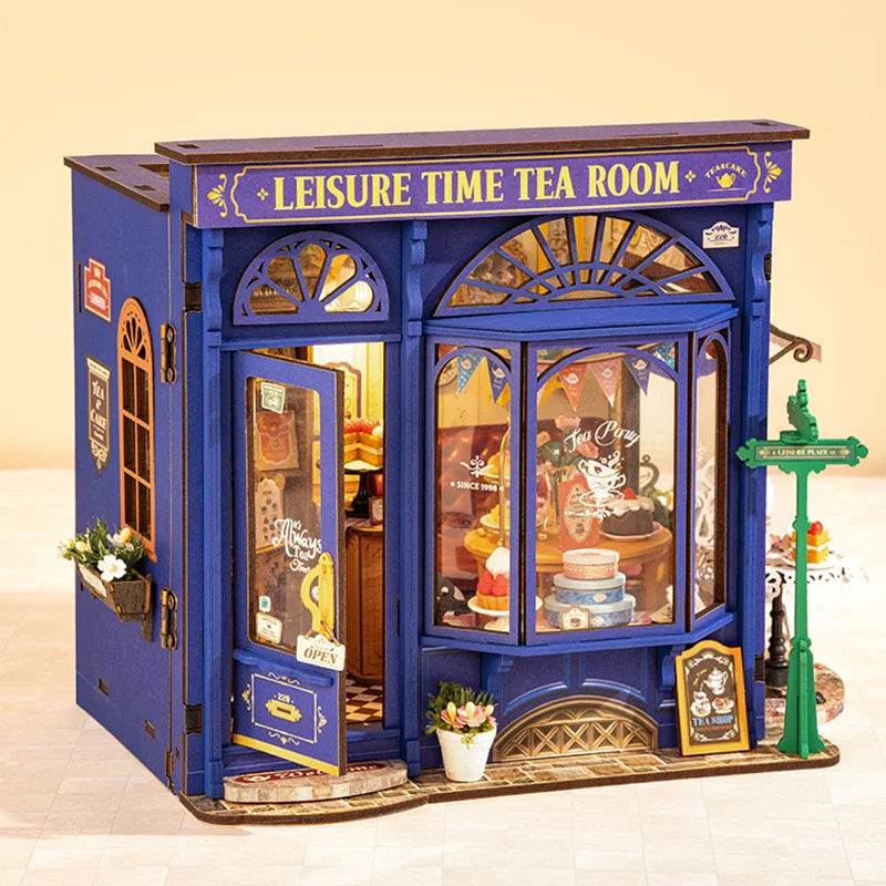 Rolife Leisure Time Tea Room DIY Miniature Dollhouse Kit Crafts Hobbies Amazing Gift for Women Children DG171