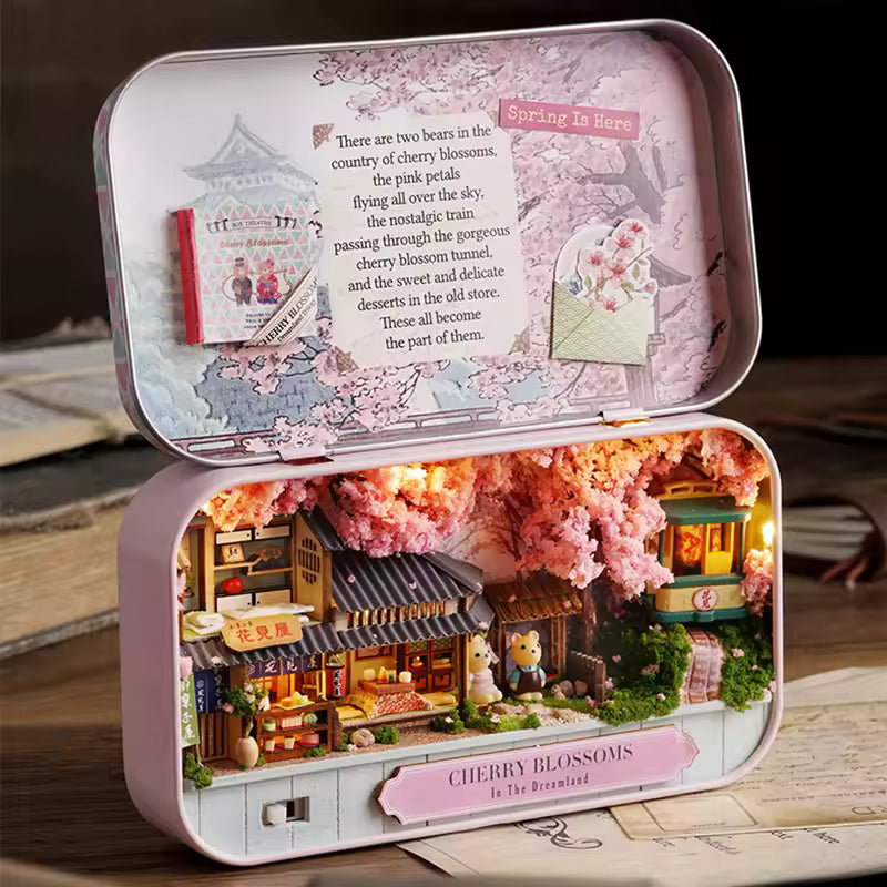 Box Theatre DIY Wooden DollHouses Miniature Box Cute Doll Houses 3D Puzzle Assemble Building Model Kits Toy For Birthday Gifts