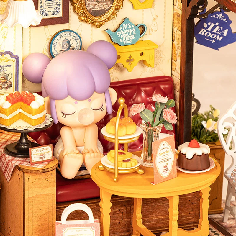 Rolife Leisure Time Tea Room DIY Miniature Dollhouse Kit Crafts Hobbies Amazing Gift for Women Children DG171