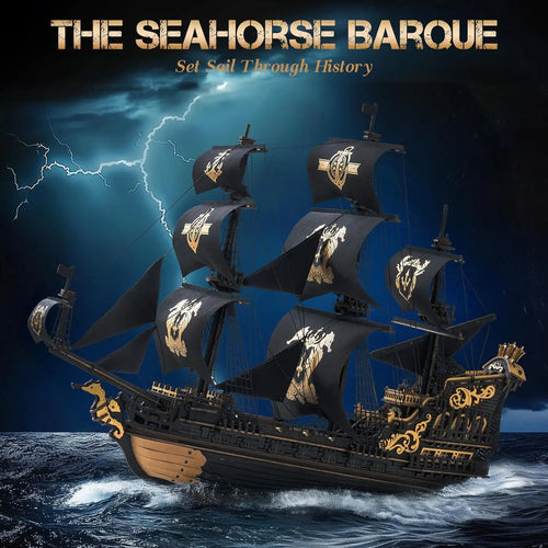 3D Puzzle Wooden Seahouse Barque Model kits Build Home Desk Decoration Gift For Teens and Adults