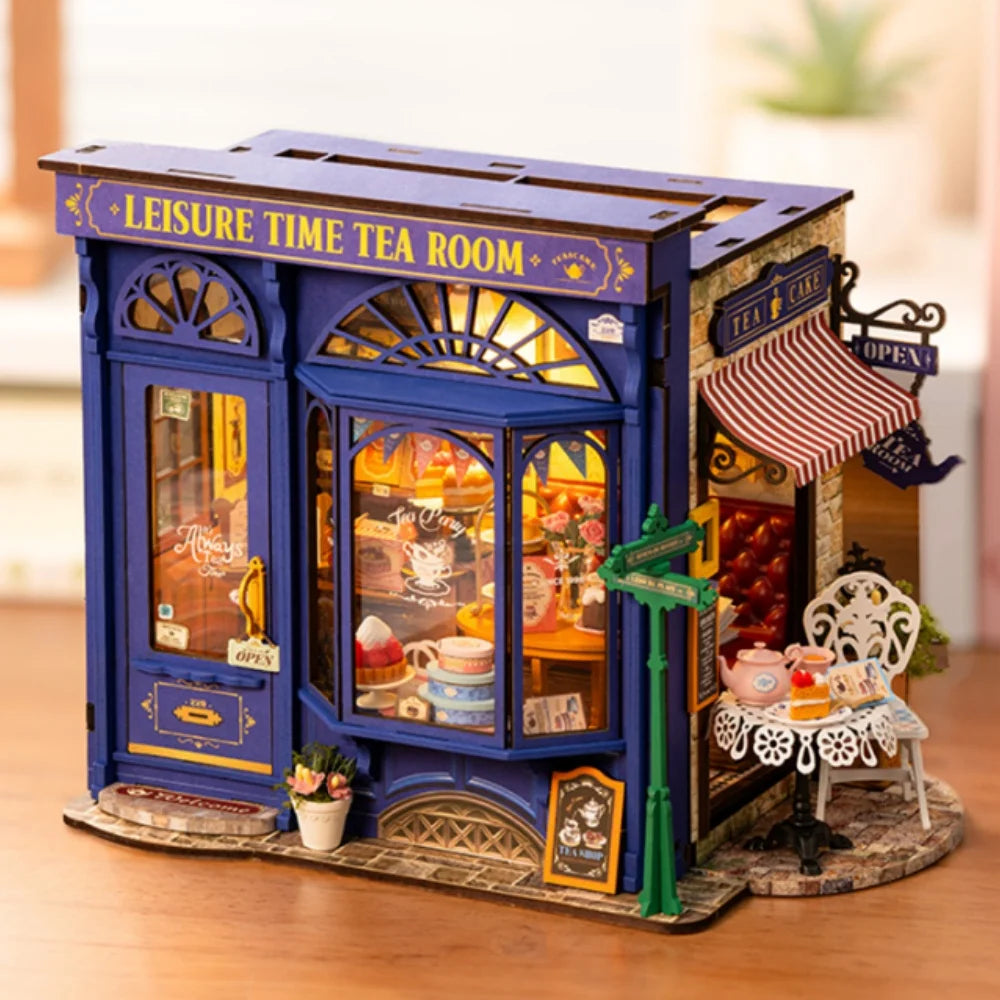 Rolife Leisure Time Tea Room DIY Miniature Dollhouse Kit Crafts Hobbies Amazing Gift for Women Children DG171