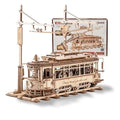 Wooden Toy Tram Train Set 3D Wooden Puzzles Model Car Kits with Railway  for Adults to Build for Christmas