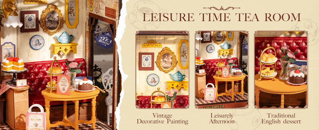 Rolife Leisure Time Tea Room DIY Miniature Dollhouse Kit Crafts Hobbies Amazing Gift for Women Children DG1