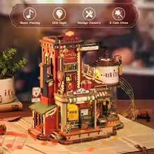 Wooden Music Box Christmas Dream Gift Factory 3D Wooden Puzzles Wooden Model Kits Build Best Gifts for Kids Adults