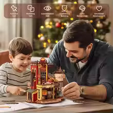 Wooden Music Box Christmas Dream Gift Factory 3D Wooden Puzzles Wooden Model Kits Build Best Gifts for Kids Adults