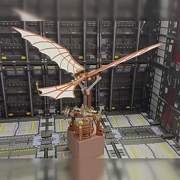 DIY music box model of Da Vinci ornithopter, handmade music box, building block toy, ornament, birthday gift